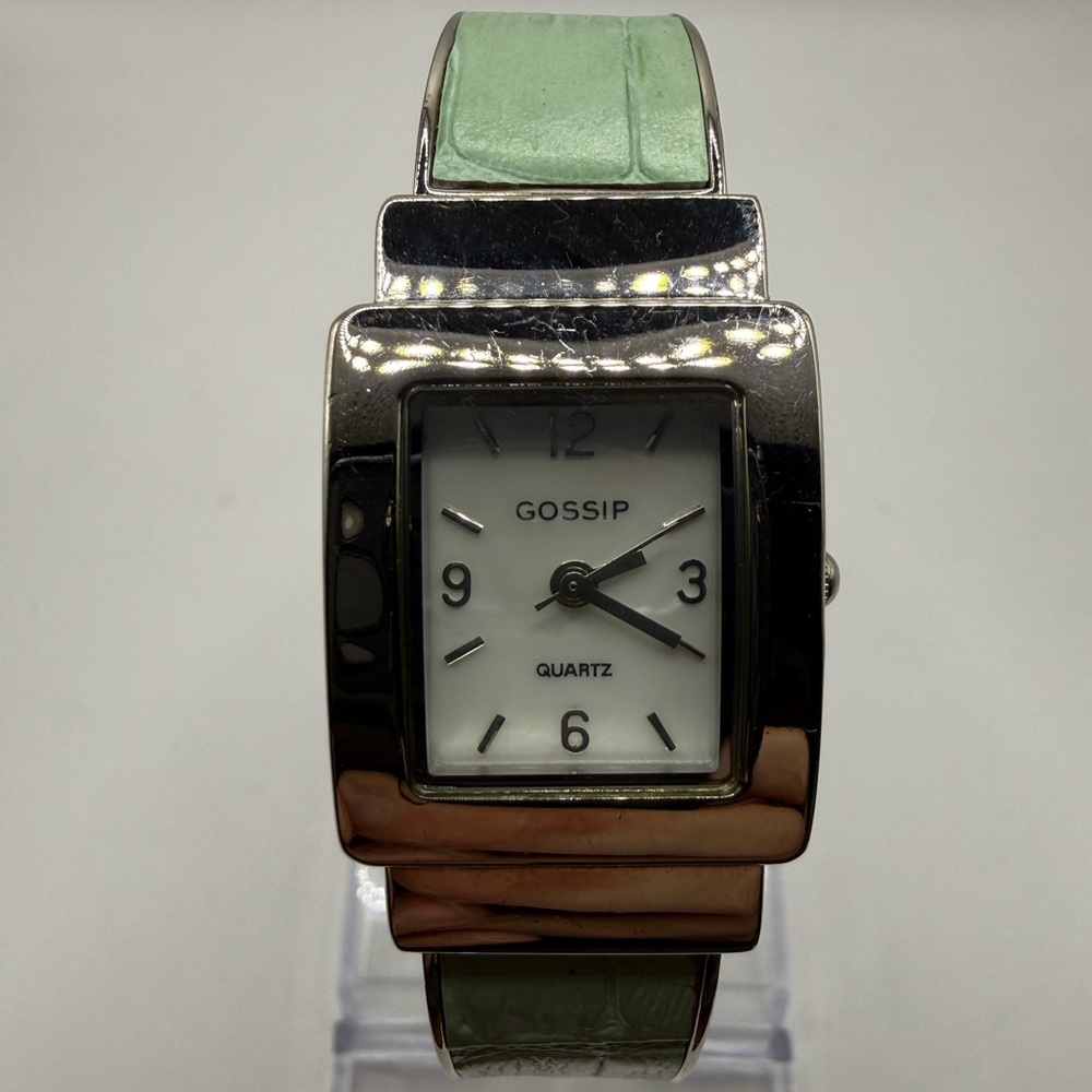 Women's Gossip Watch Pale Green Bracelet Band with Silver Bezel (New Battery) - Picture 3 of 7